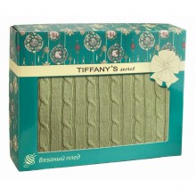 Tiffanys Secret 6040116373 плед трикотажной вязки Косичка Зеленый чай Латте