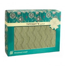 Tiffanys Secret 6040116372 плед трикотажной вязки Ажур Зеленый чай Латте