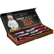 Marmiton 17031 Набор ножей подарочный 4 пред. в коробке 38х16,5х3,5 красный