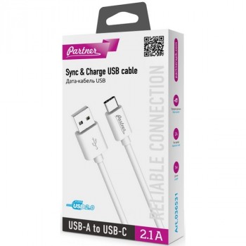 Partner Кабель USB 2.0 - USB TYPE-C, 1м, белый