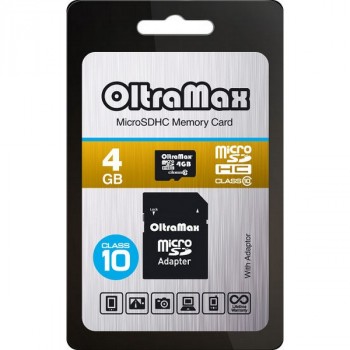 OltraMax MicroSDHC 4Gb Class10 + адаптер