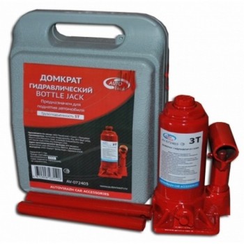 Autovirazh AV-072403 Домкрат гидравлический 3 т бутылочный в кейсе (красный) 