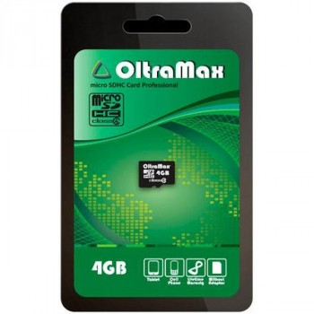 OltraMax MicroSDHC 4Gb Class4 без адаптера SD, скорость чтения 10 MB/s