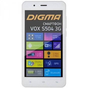 Digma S504 VOX 5''/3G/8Gb/2SIM/GPS/AND.5.1 белый